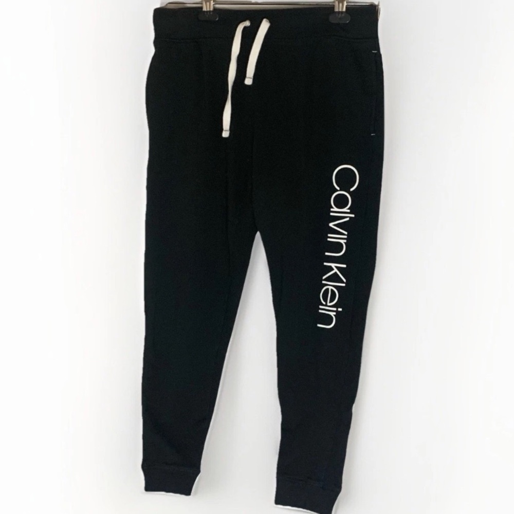 Calvin Klein Men Black Jogger Logo Drawstring Sweatpants‎ Size M Activewear